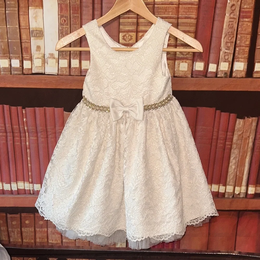 American Princess Lace Flower Girl Dress Easter Wedding Formal Girls 5